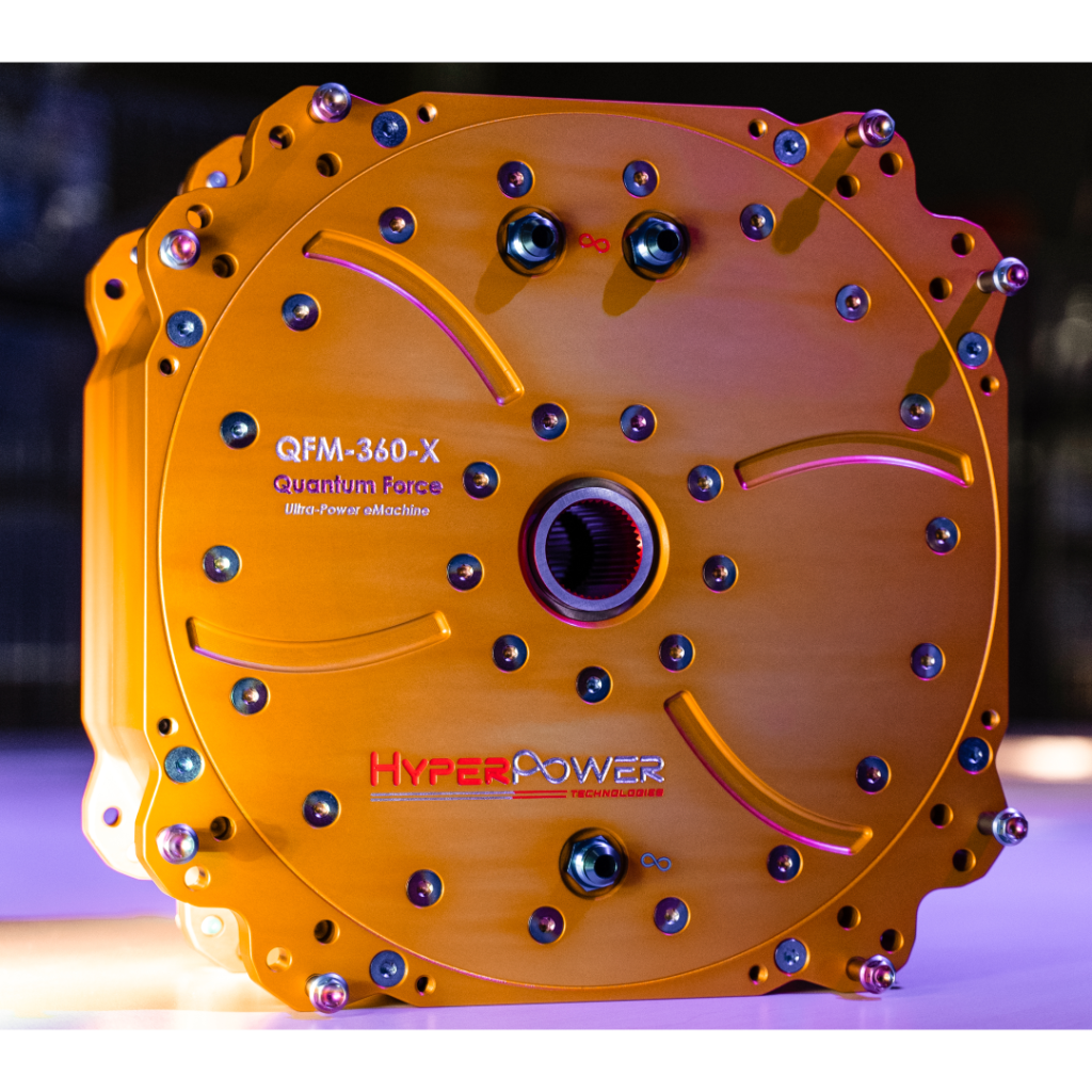 This MegaWatt Axial-Flux Electric Motor/Generator, the QFM-360-X, stands 400mm tall and features the colour scheme we've coined "West Aussie Sunrise"!