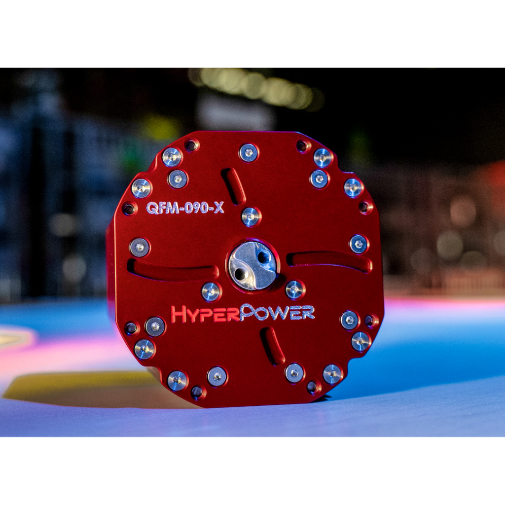 Sized with our proprietary 90mm Rotor and featuring Dual Stators enabling redundant Power Control in critical applications. The QFM-090-X Axial-Flux Electric Motor