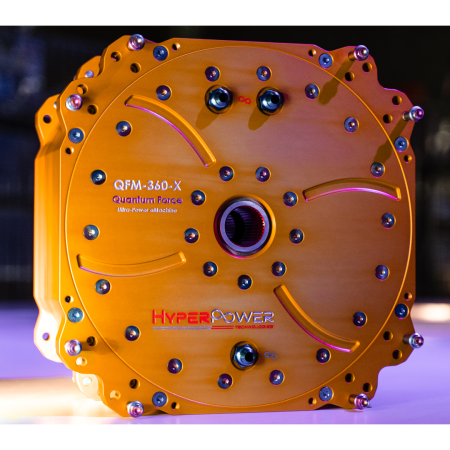 This MegaWatt Axial-Flux Electric Motor/Generator, the QFM-360-X, stands 400mm tall and features the colour scheme we've coined "West Aussie Sunrise"!