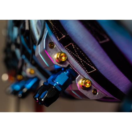 Attention to detail! Cryogenic coolant inlets on Top EV Racing's 5,000HP Axial-Flux Electric Motor Array